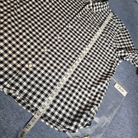 Lacoste Button Up Long Sleeve Gingham Classic Fit Poplin Shirt Sze 44 Blue White - Picture 9 of 10